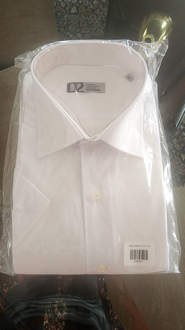 D2 Beyaz Kısa Kollu Erkek Gömlek 42 beden standart kesim - Görsel 2