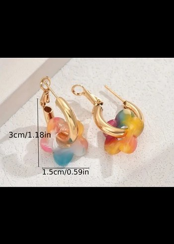 yesil Mini Çiçek Küpeler - Görsel 3