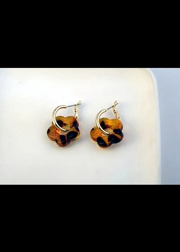 leopar desenli cicekli Küpe - Görsel 3