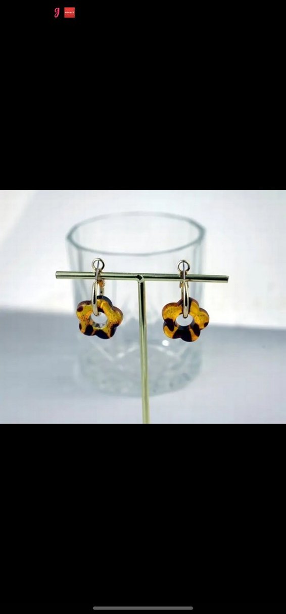 leopar desenli cicekli Küpe - Görsel 4