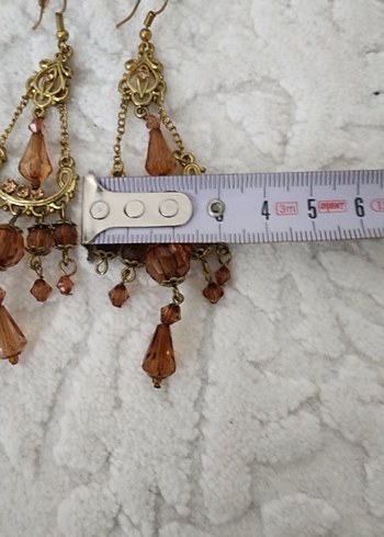 Uzun kahverengi Boncuklu Küpe - Görsel 3