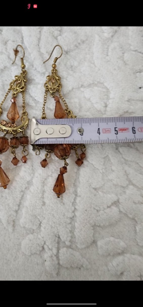 Uzun kahverengi Boncuklu Küpe - Görsel 3