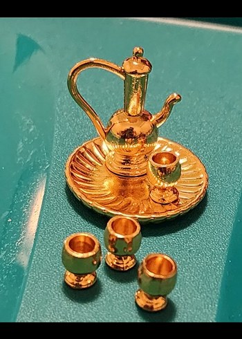 MINYATUR Altın Renkli Mini Çaydanlık Seti - Görsel 2