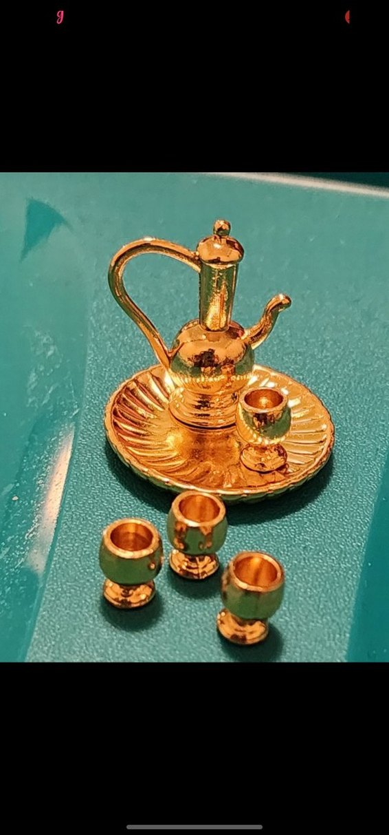 MINYATUR Altın Renkli Mini Çaydanlık Seti - Görsel 2
