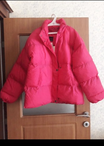 Pembe Düğmeli Kadın Kışlık Mont