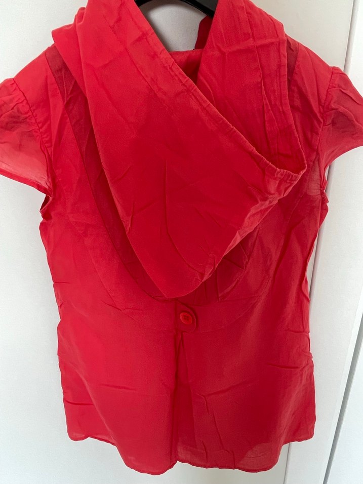 Kırmızı Kapüşonlu Pareo Elbise - Görsel 3