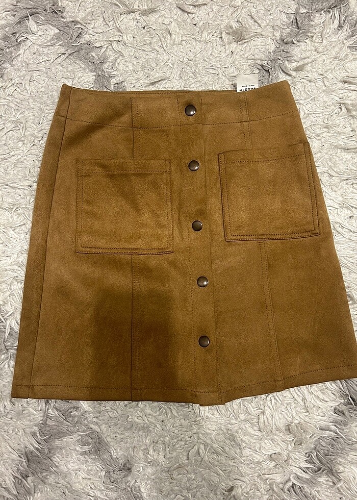 Koton taba rengi süet etek - Görsel 2