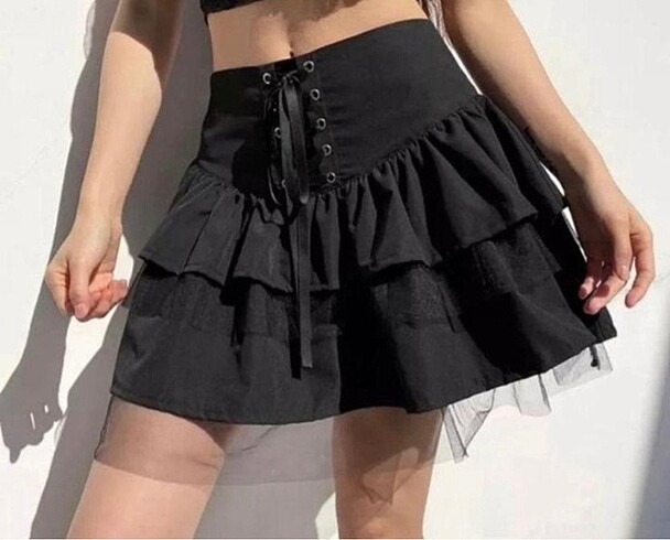 Tüllü Bağcıklı Gotik Etek