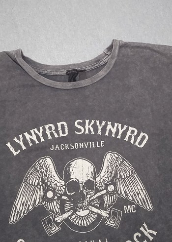 Gri Rock Punk Baskılı Erkek Tişört - Görsel 3