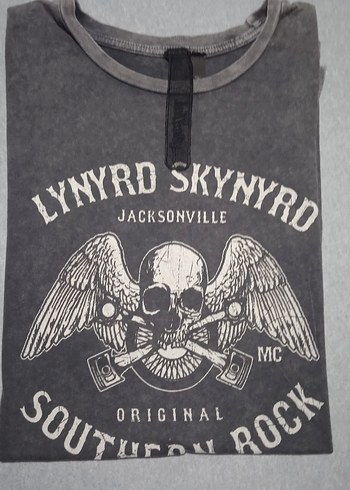 Gri Rock Punk Baskılı Erkek Tişört - Görsel 6