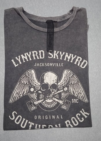 Gri Rock Punk Baskılı Erkek Tişört - Görsel 8