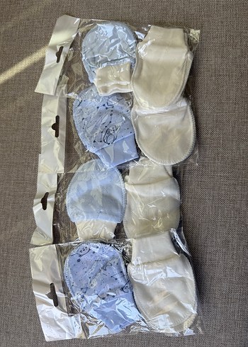 Mavi ve Beyaz Erkek Bebek Eldivenleri Velcro - Görsel 10