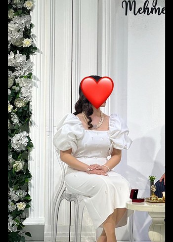 Mehie Beyaz Midi Mini Gelinlik