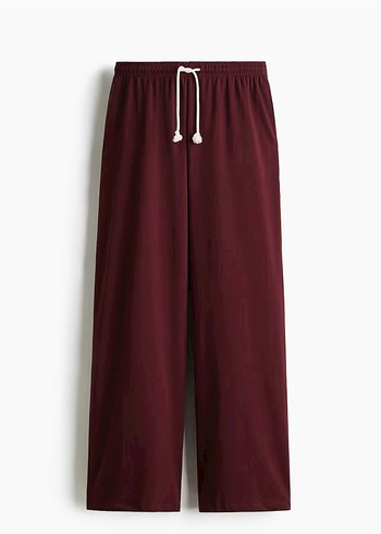 Bordo Çizgili Kadın Salaş Midi Pantolon - Görsel 2