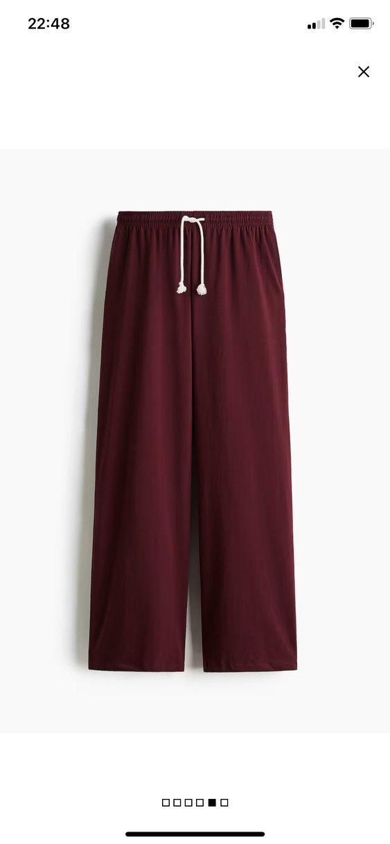 Bordo Çizgili Kadın Salaş Midi Pantolon - Görsel 2