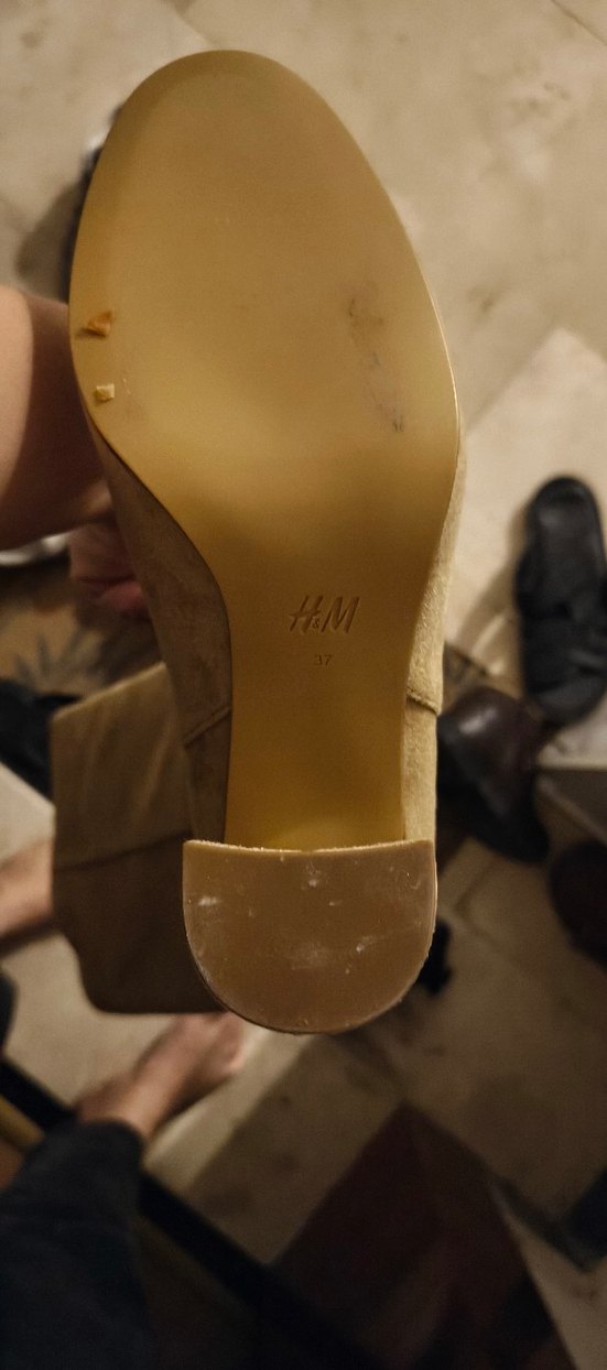 Bej Süet Diz Üstü Kemerli Topuklu Bot - Görsel 2