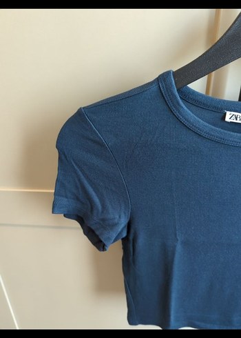 38 Beden Zara Mavi Mini Kısa Kollu Tişört