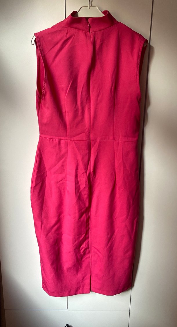 Pembe Drapeli Midi Kadın Abiye Elbise - Görsel 2