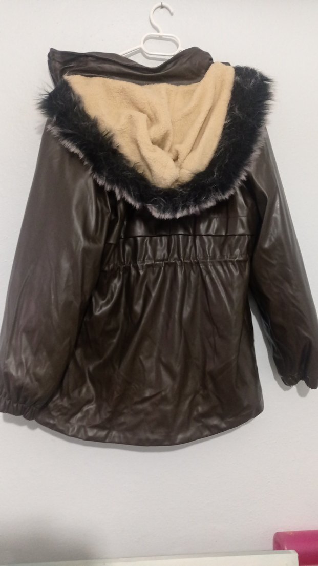 Kahverengi Nakışlı Kadın Deri Ceket - Görsel 4