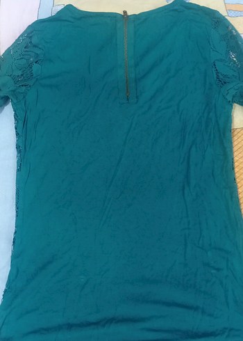 Turkuaz Dantel Detaylı Kadın Triko Bluz - Görsel 5