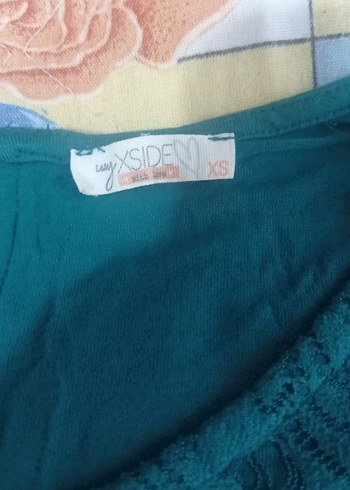 Turkuaz Dantel Detaylı Kadın Triko Bluz - Görsel 4