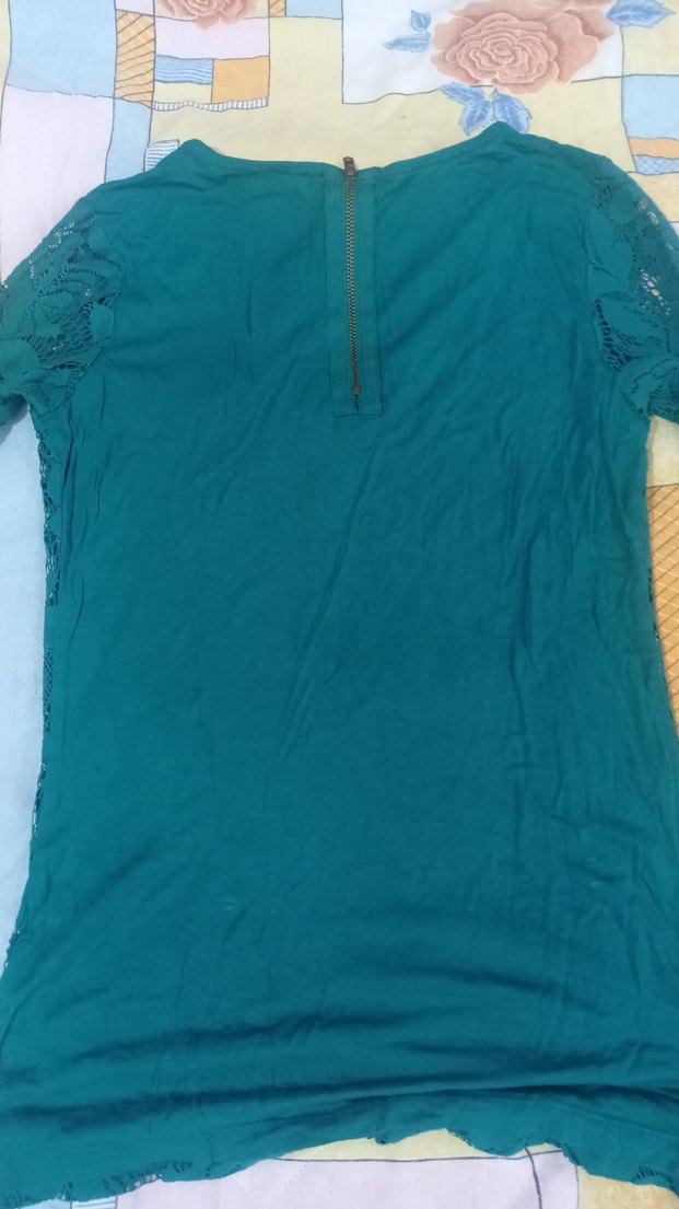 Turkuaz Dantel Detaylı Kadın Triko Bluz - Görsel 5