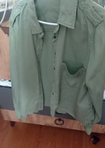 Zara i, Uzun Kollu Haki Keten Gömlek - Görsel 4