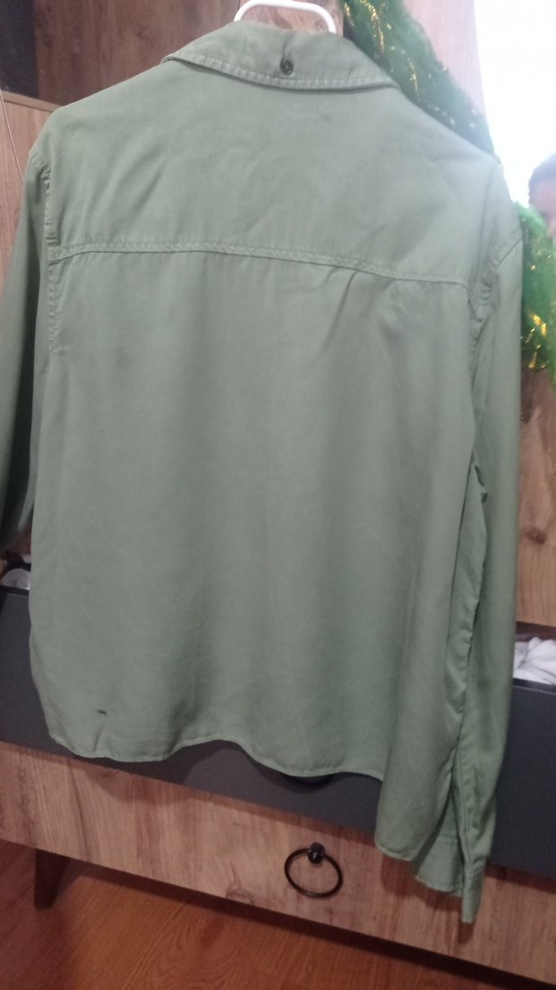 Zara i, Uzun Kollu Haki Keten Gömlek - Görsel 5