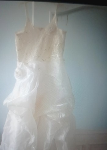 Beyaz Fırfırlı Straplez Çocuk Elbisesi - Görsel 2