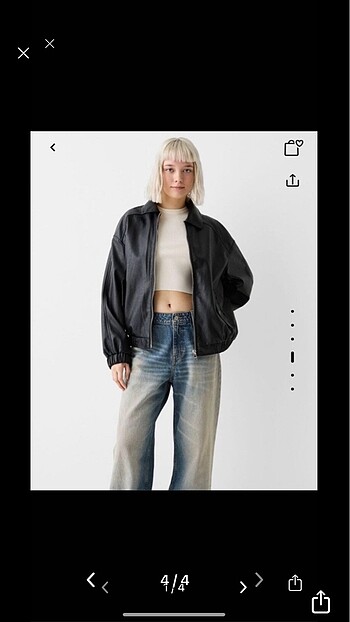 BERSHKA dad fit siyah deri ceket