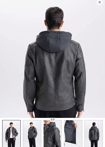 Gri Deri Biker Ceket - Görsel 2