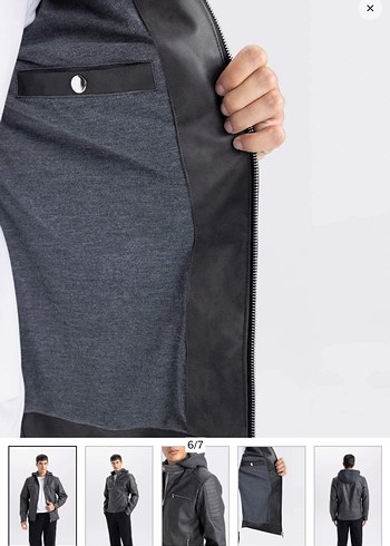 Gri Deri Biker Ceket - Görsel 3