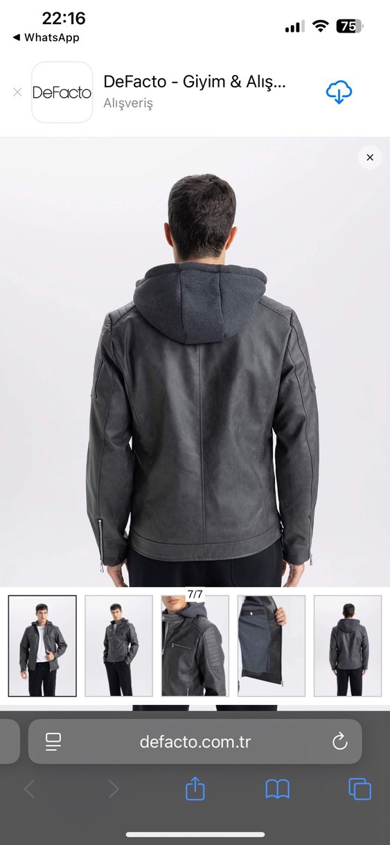 Gri Deri Biker Ceket - Görsel 2