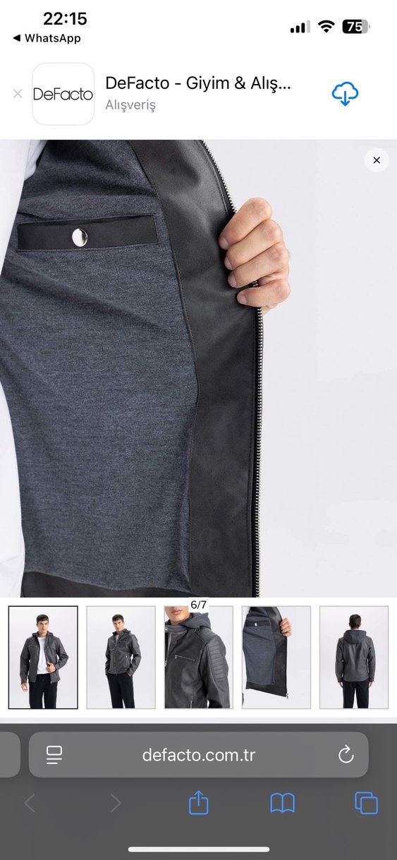 Gri Deri Biker Ceket - Görsel 3