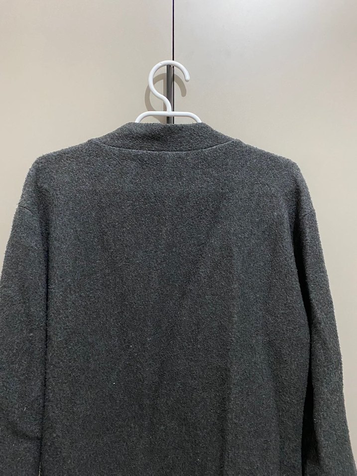 Gri Örgü Kadın Midi Peluş Ceket - Görsel 2