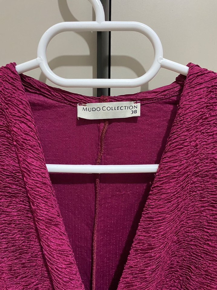 Pembe V Yaka Mini Triko Elbise - Görsel 2