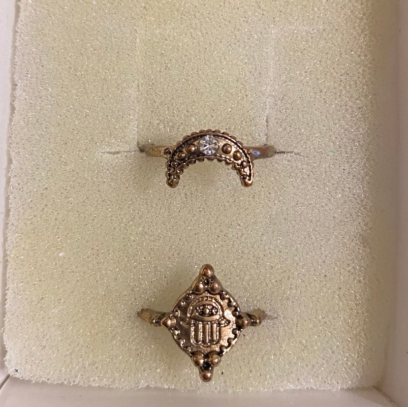 Bordo Boncuk Detaylı Vintage Yüzük - Görsel 2