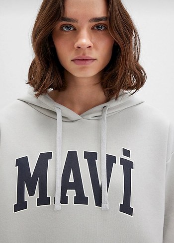 Gri Kapüşonlu MAVI Baskılı Sweatshirt - Görsel 4