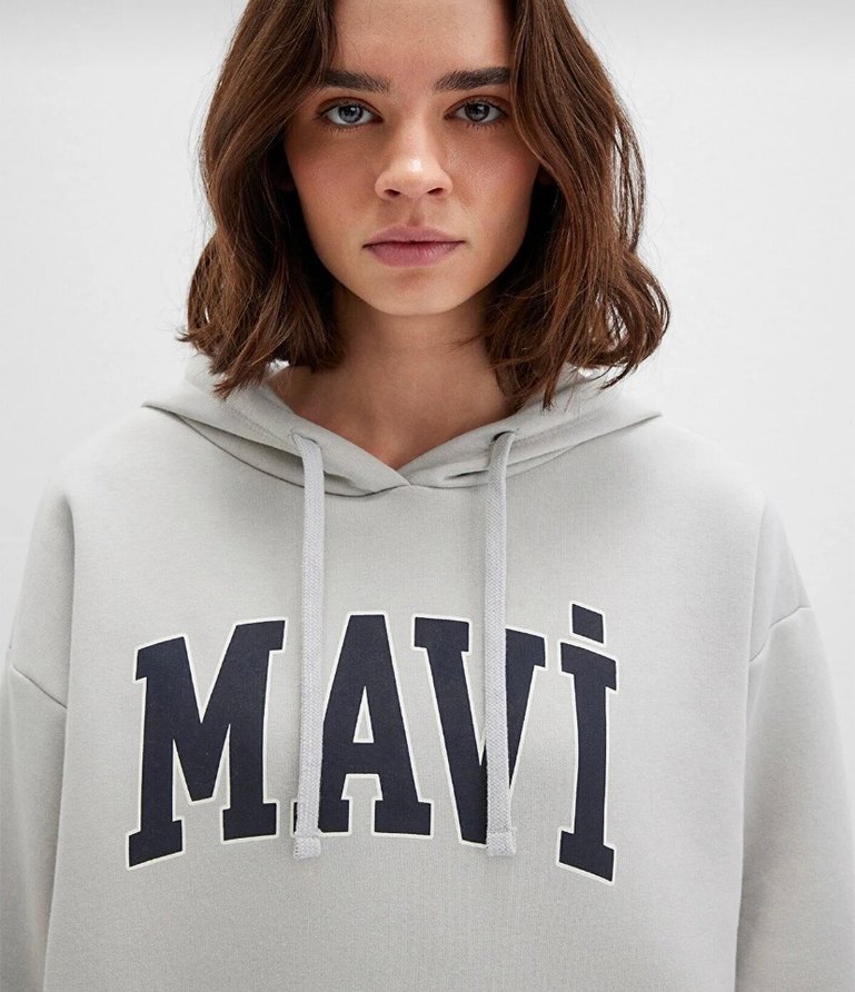 Gri Kapüşonlu MAVI Baskılı Sweatshirt - Görsel 4