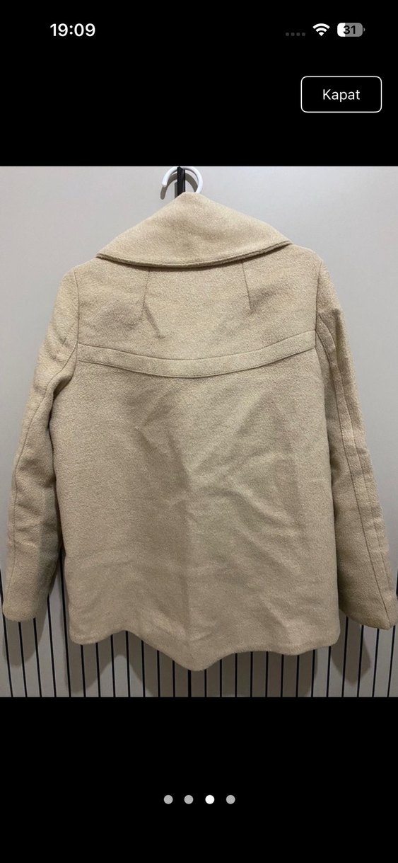 Bej Midi Kadın Yün Kaban - Görsel 3