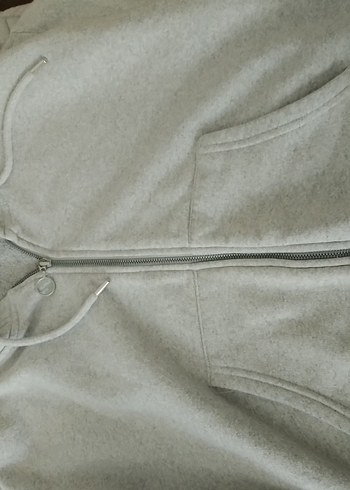 Defacto  Gri Kapüşonlu Fermuarlı Kadın Sweatshirt - Görsel 3