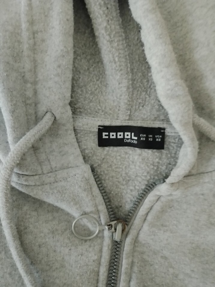 Defacto  Gri Kapüşonlu Fermuarlı Kadın Sweatshirt - Görsel 2