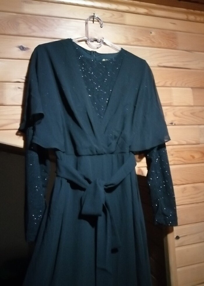 Siyah simli elbise - Görsel 3