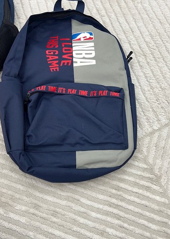 NBA Baskılı Mavi Gri Fermuarlı Sırt Çantası