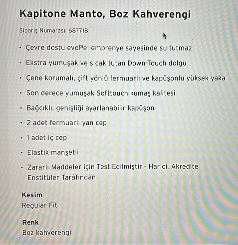 xs Beden kahverengi Renk Tchibo kapitone manto