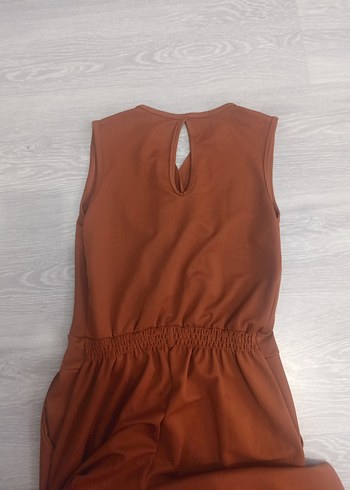 s Beden kahverengi Renk Kadın V Yaka Kemerli Kahverengi Tulum