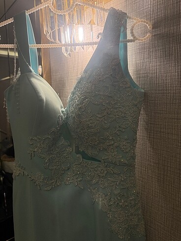 Su yeşili abiye elbise - Görsel 2