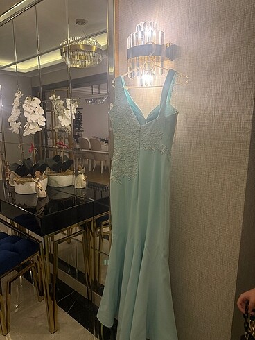 Su yeşili abiye elbise - Görsel 4