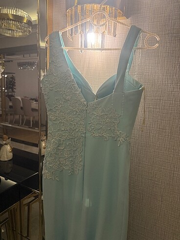 Su yeşili abiye elbise - Görsel 5
