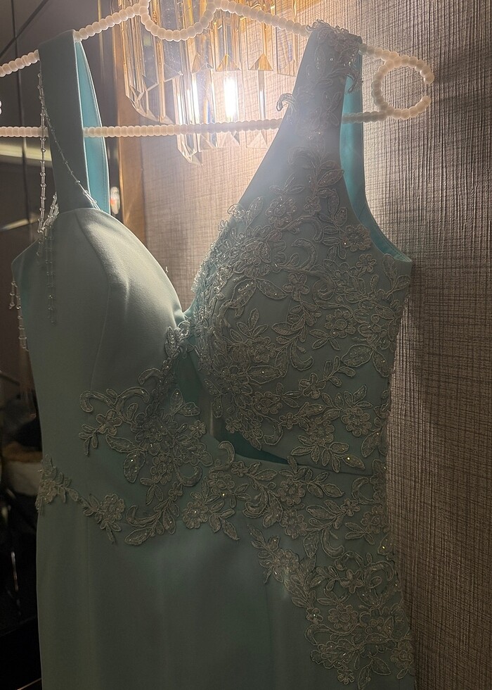 Su yeşili abiye elbise - Görsel 2